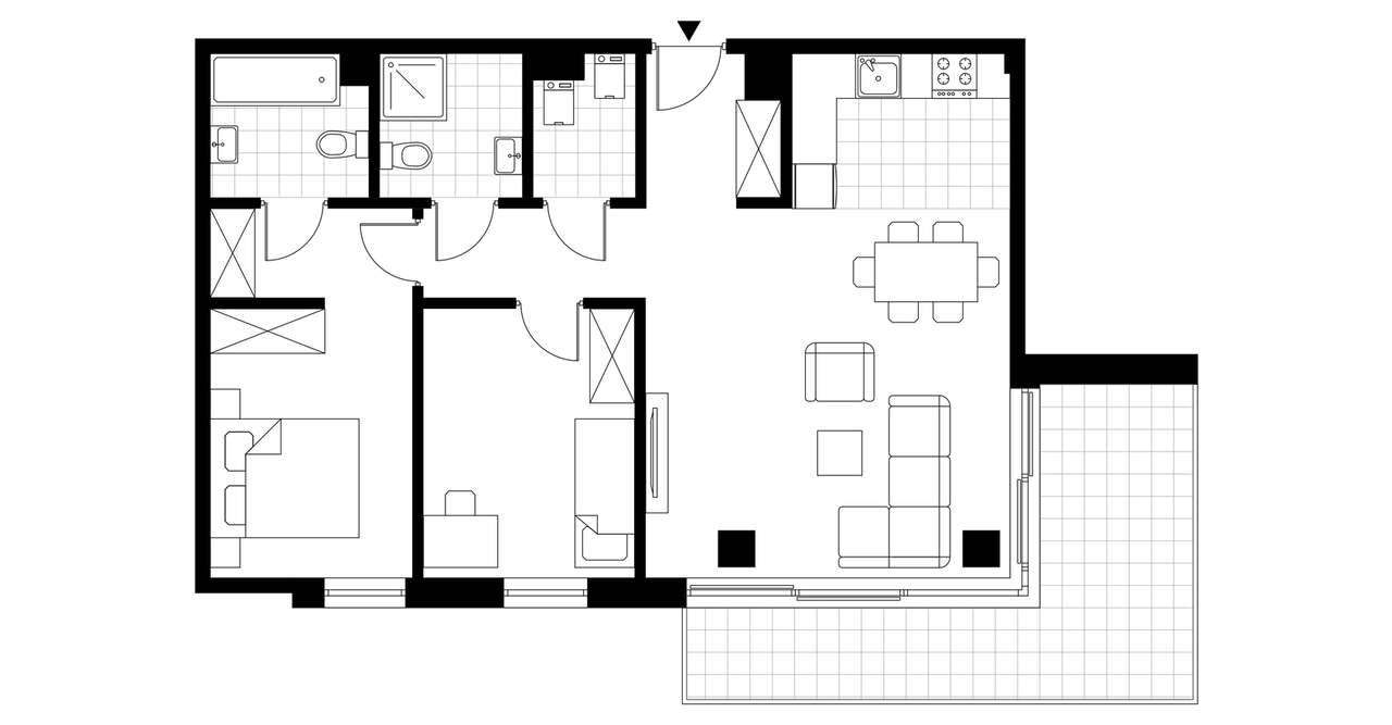 3-pokojowe mieszkanie 70m2 + balkon - Pełny obrazek: 3/8