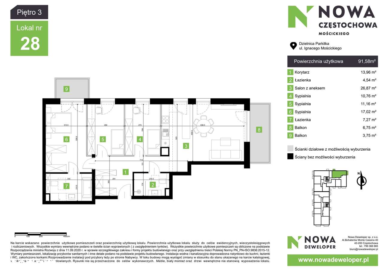 Nowa Częstochowa Mościckiego | 4-pok. | M28 - Pełny obrazek: 3/8