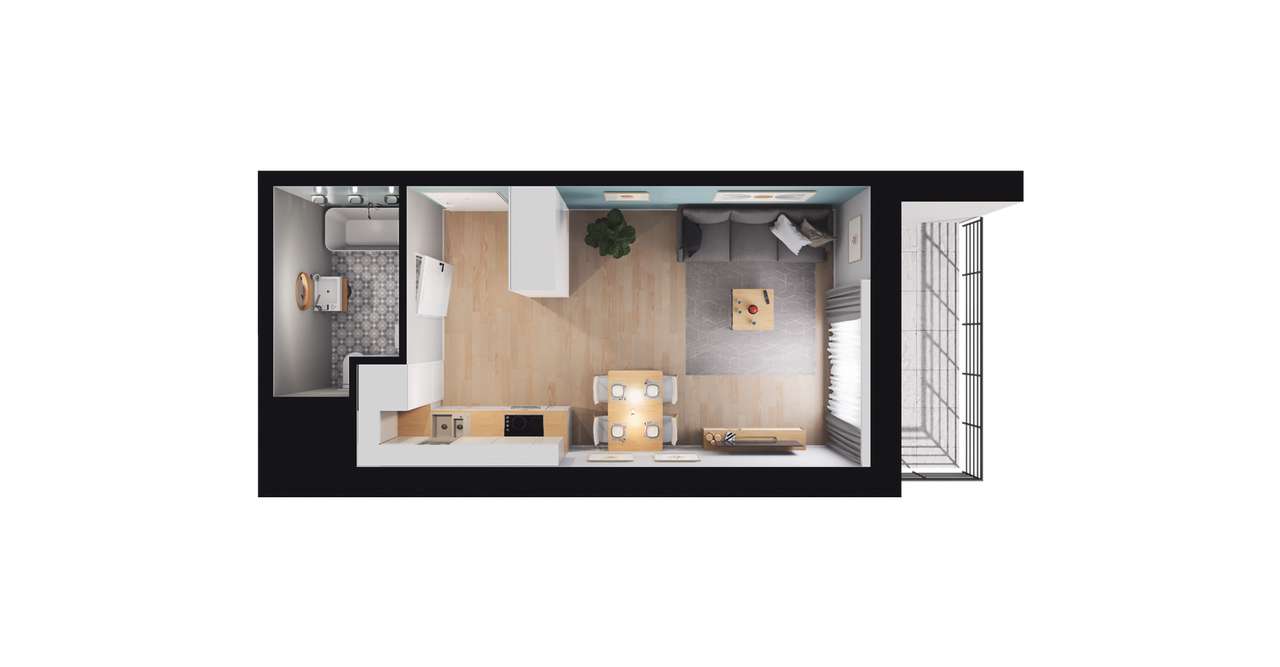 1-pokojowe mieszkanie 26m2 + loggia Bez Prowizji - Pełny obrazek: 2/6