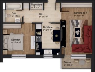 Apartament cu 2 camere Tip 2L + BOXĂ inclusă în preț