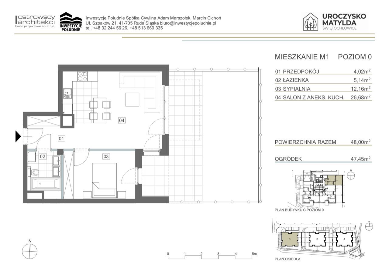 Mieszkanie 48 m2, M2 z OGRODEM - Budynek C