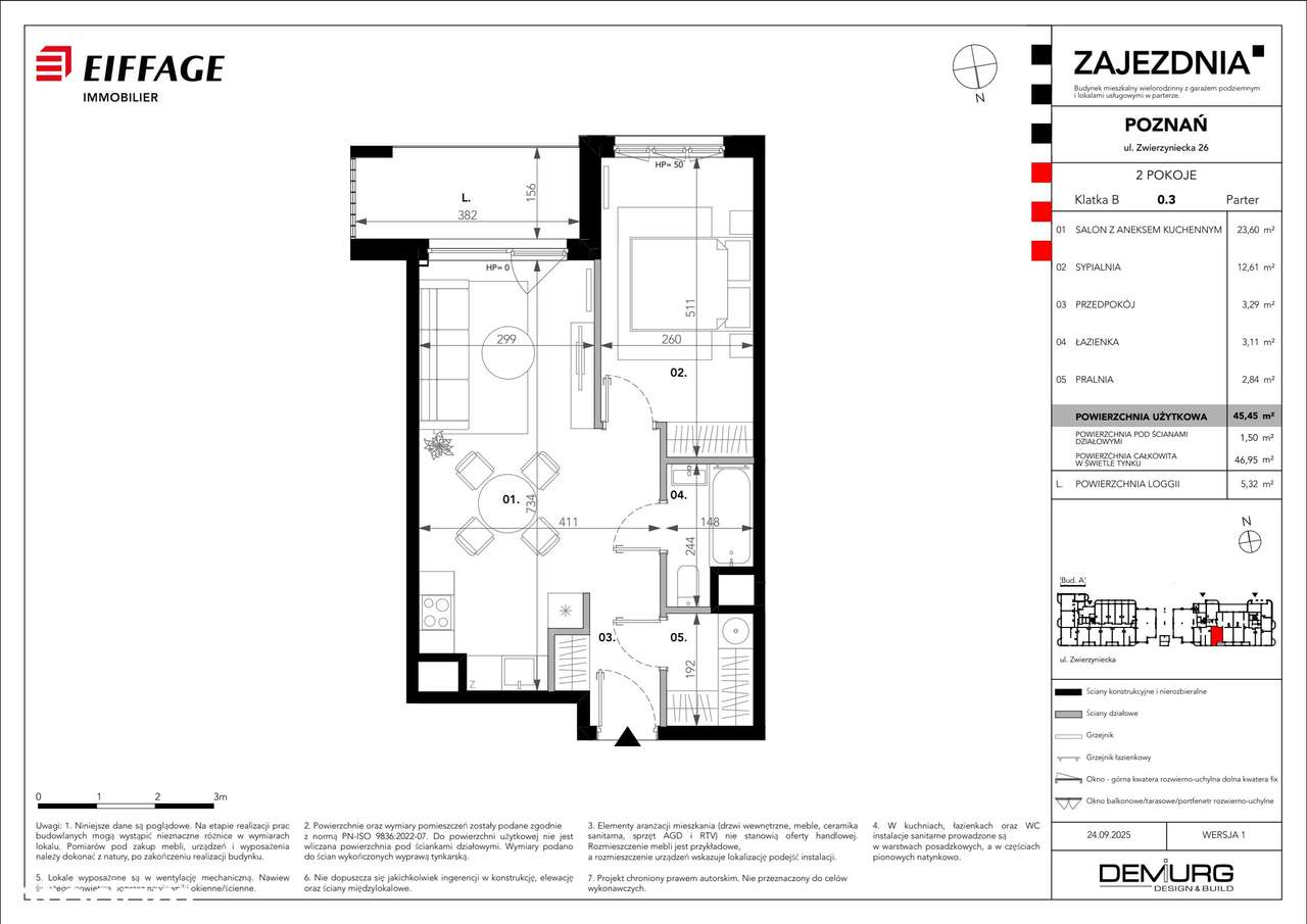 2-pokojowe mieszkanie 45m2 + loggia Bez Prowizji - Pełny obrazek: 3/8