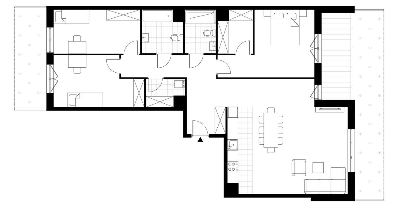4-pokojowe mieszkanie 107m2 + 2 ogródki - Pełny obrazek: 2/7