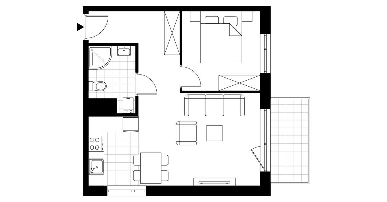 2-pokojowe mieszkanie 42m2 + balkon Bezpośrednio - Pełny obrazek: 3/8