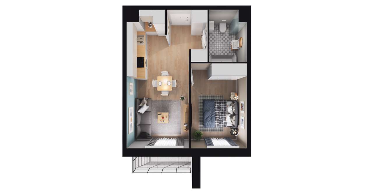 2-pokojowe mieszkanie 36m2 + balkon Bez Prowizji - Pełny obrazek: 3/7