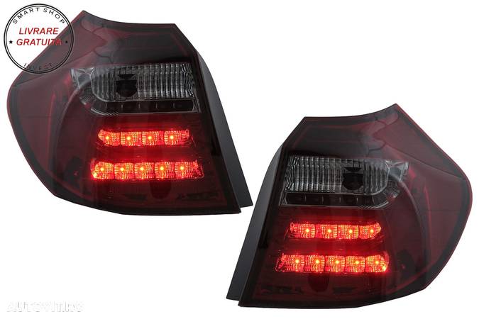 Stopuri LED Light Bar BMW Seria 1 E81 E87 (2004-08.2007) Rosu Fumuriu- livrare gratuita - 1