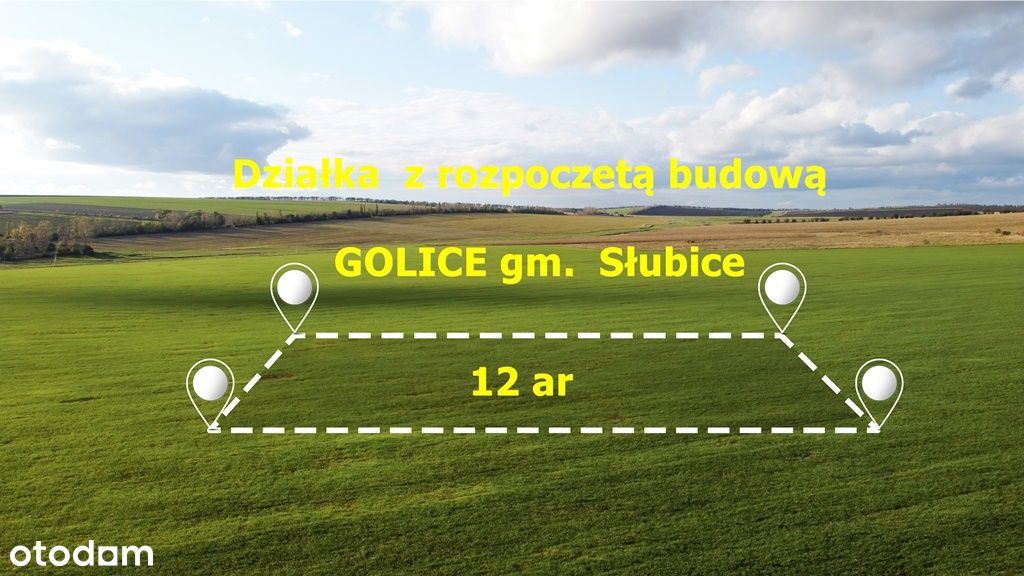 Działka budowlana z rozpoczętą budową - Golice gm.