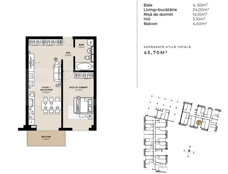 Apartament 2 camere, 46 mp, zona strazii Fabricii - Imagine principală: 4/4
