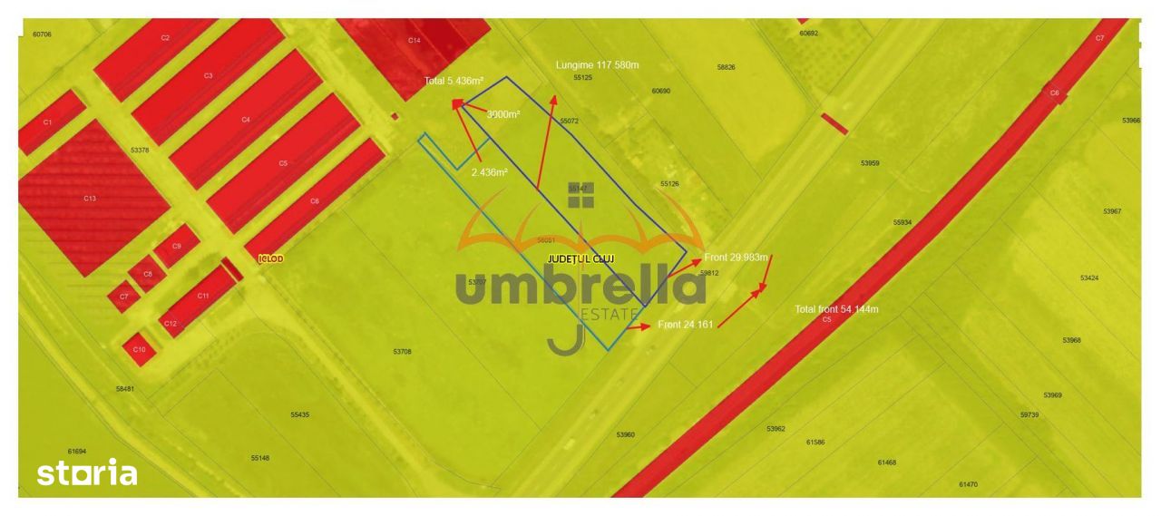 Teren de vânzare în Iclod   DN 1,  ICLOD 5.436 mp