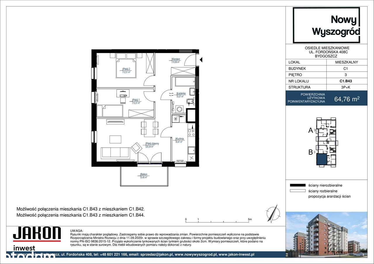 Nowy Wyszogród | mieszkanie 3-pok. | C1_B43 - Pełny obrazek: 2/7