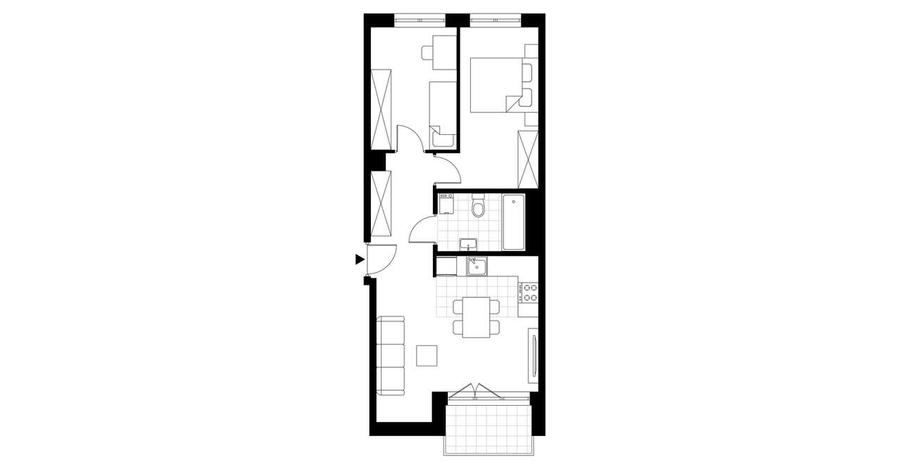 3-pokojowe mieszkanie 52m2 + loggia - Pełny obrazek: 3/7