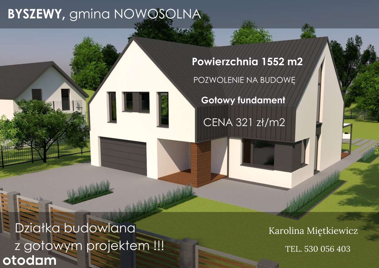 Działka 1552M2+ FUNDAMENT + PROJEKT DOMU - Byszewy, gmina Nowosolna.-0