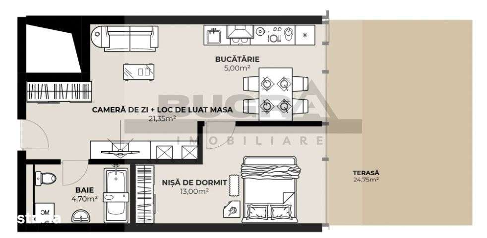 Apartament 2 camere, 44 mp, terasa 25 mp, zona Autogara - Imagine principală: 1/3