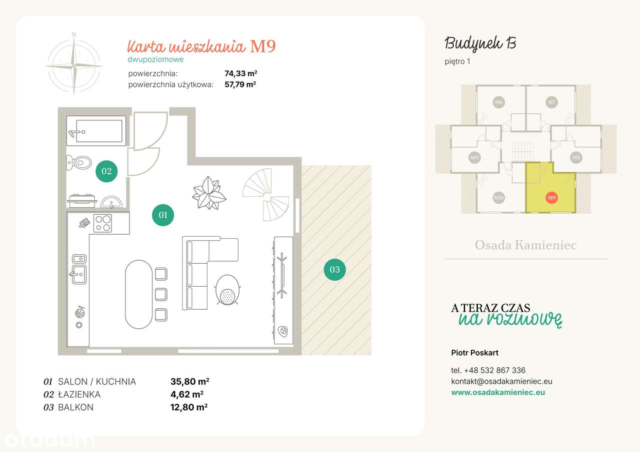 Osada Kamieniec|mieszkanie z loggią| B_M9 - Pełny obrazek: 2/9
