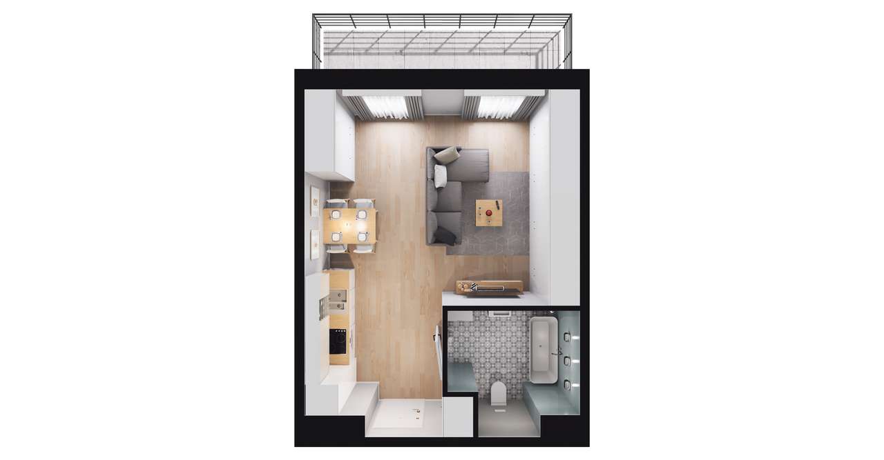 1-pokojowe mieszkanie 35m2 + balkon - Pełny obrazek: 2/8