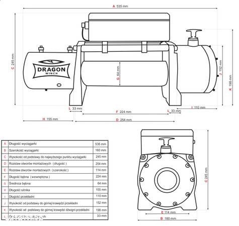 troliu electric la 24 V- DRAGON WINCH 13000 Lbs (trage 5,9 t) - 6