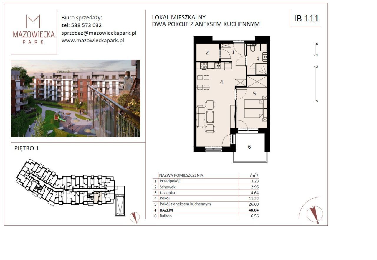 Mazowiecka Park/ atrakcyjne mieszkanie IB111