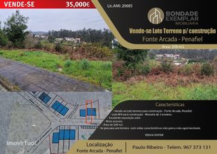 Vende-se Lote Terreno para Construção – Fonte Arcada-Penafiel.