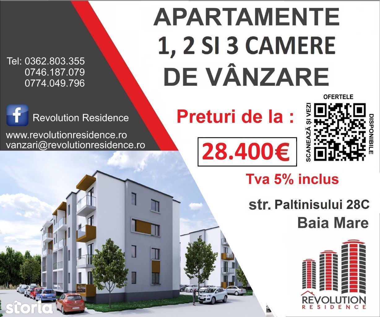 COMISION 0% - Apartamente 1,2 si 3camere - Paltinisului 28C, Baia Mare