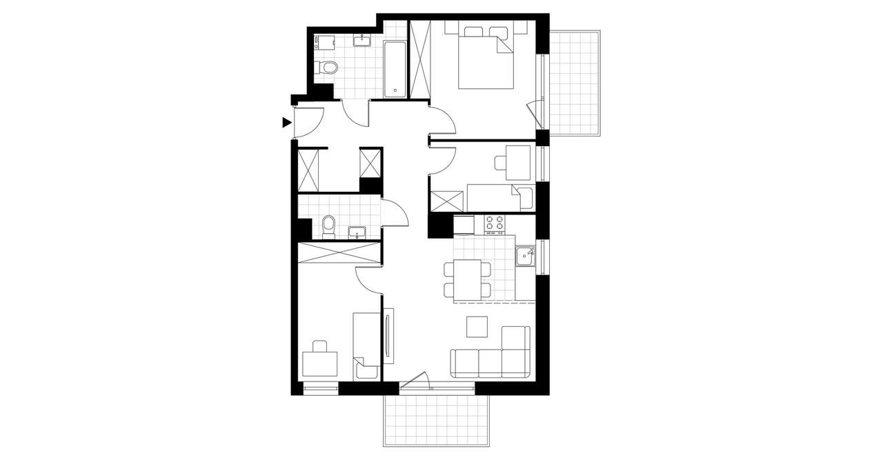 4-pokojowe mieszkanie 69m2 + 2 balkony - Pełny obrazek: 3/8