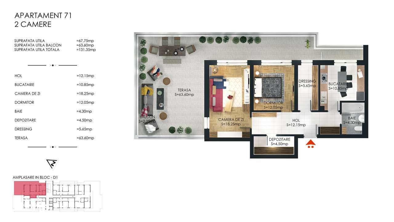 Apartament 3 camere cu terasa, Cartierul Solar, Faza 6, Metalurgiei-10