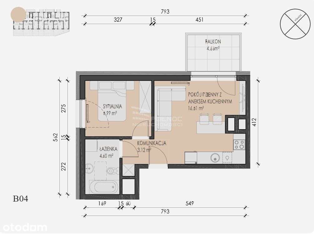 Nowe Aleje - apartament 33,55 m2 - Pełny obrazek: 4/11