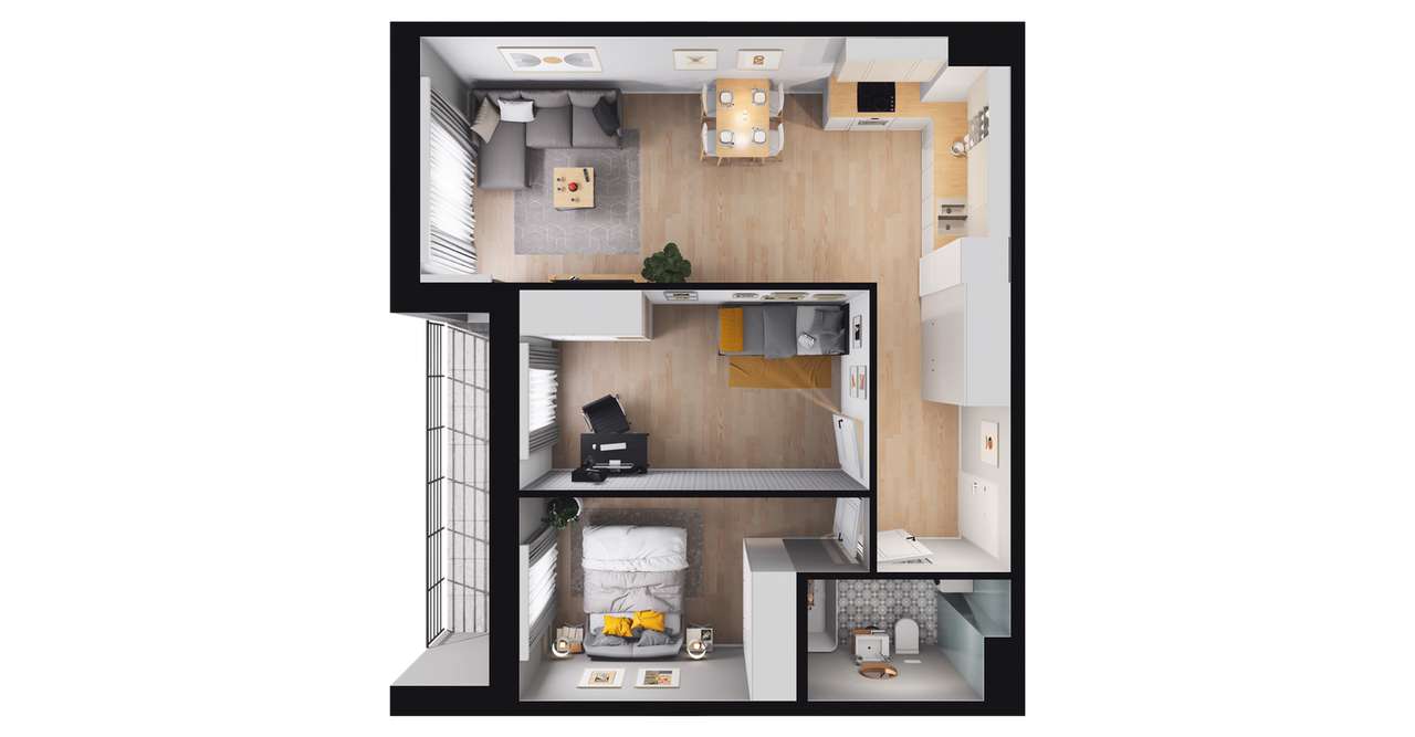 3-pokojowe mieszkanie 59m2 + loggia Bez Prowizji - Pełny obrazek: 2/7