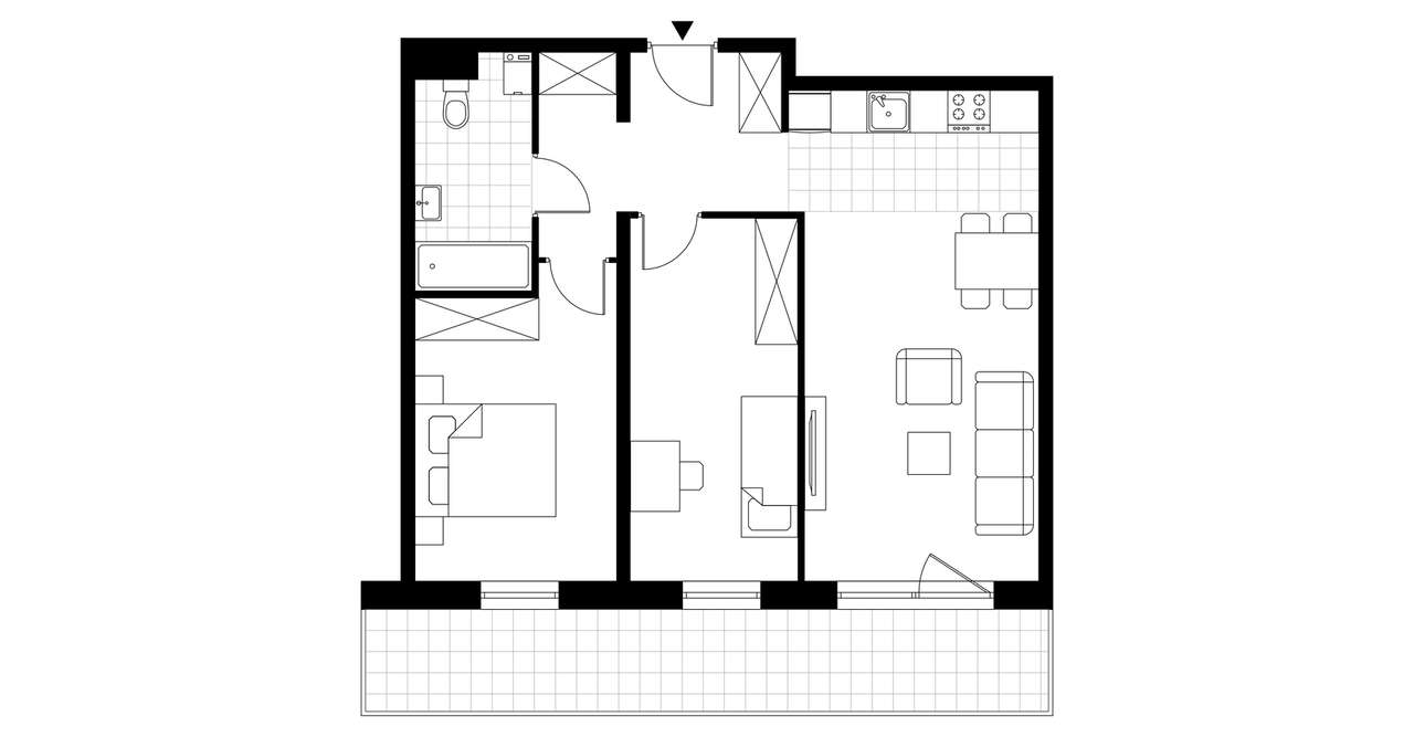 3-pokojowe mieszkanie 59m2 + loggia - Pełny obrazek: 3/8