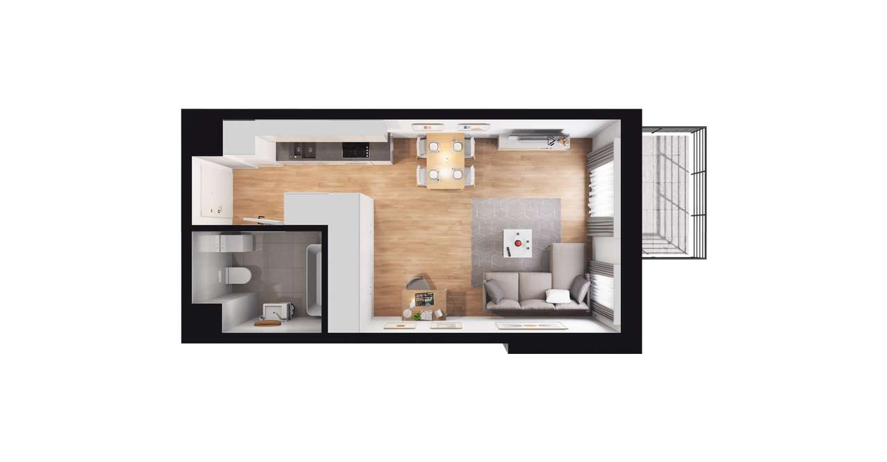 1-pokojowe mieszkanie 29m2 + balkon Bez Prowizji - Pełny obrazek: 2/8