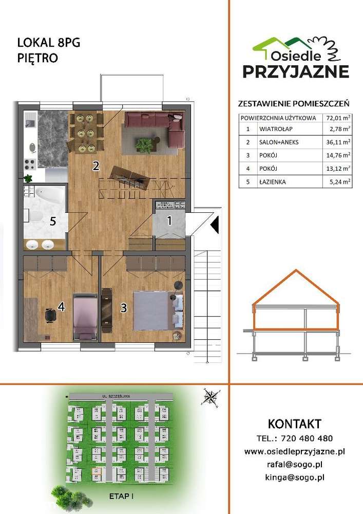 128 m² dwupoziomowe+OGRÓD 40m²+balkon+parking m. - Pełny obrazek: 2/16