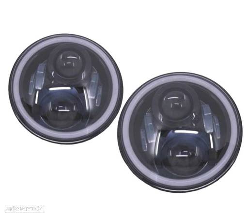 CONUNTO DE FARÓIS PARA JEEP WRANGLER TJ LJ JK 96-18 ANGEL EYES PRETOS - 4