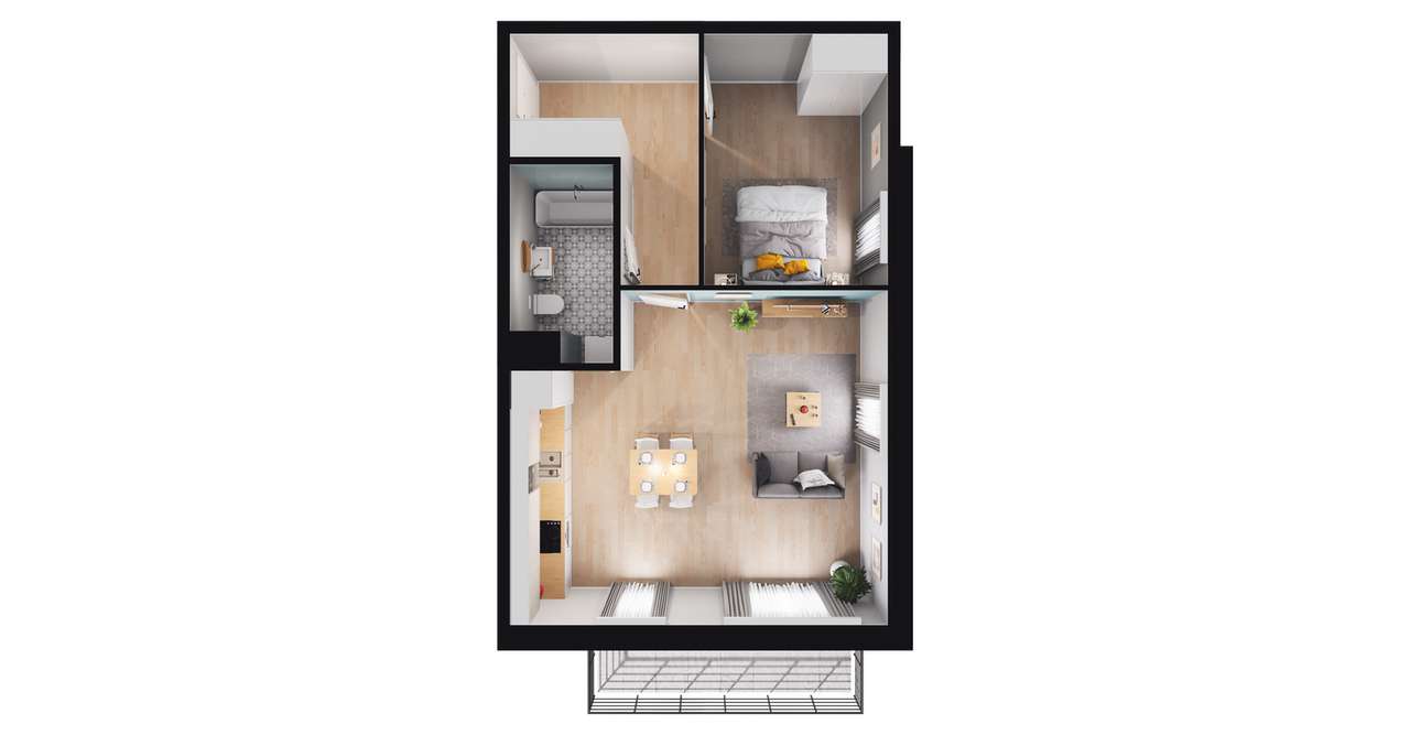 2-pokojowe mieszkanie 51m2 + balkon Bezpośrednio - Pełny obrazek: 2/6