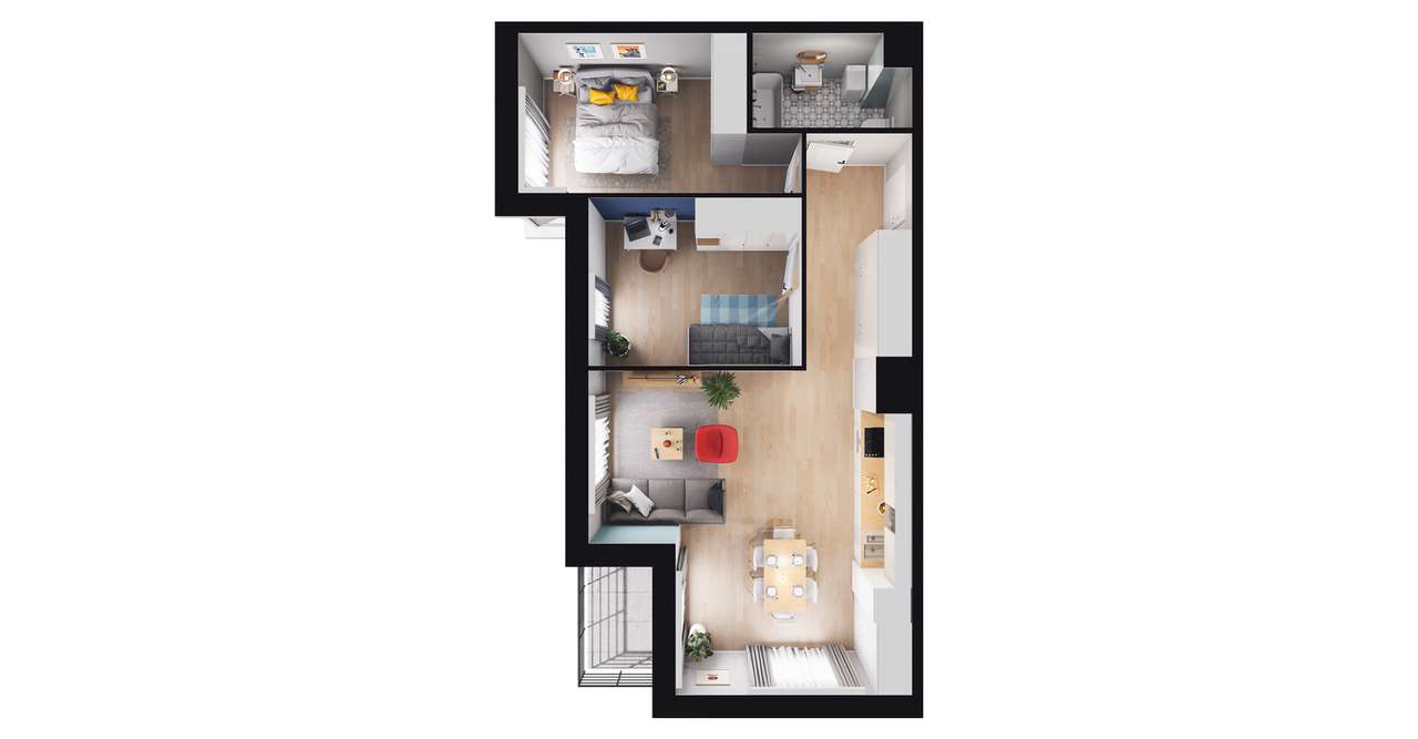 3-pokojowe mieszkanie 60m2 + loggia Bez Prowizji - Pełny obrazek: 2/8