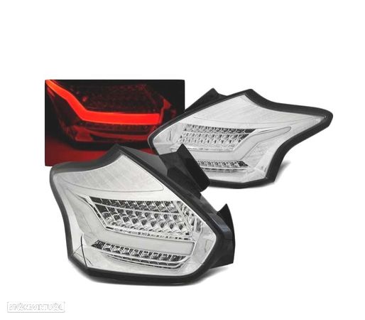 FAROLINS TRASEIROS LED DINÂMICOS PARA FORD FOCUS 3 HATCHBACK 15-18 CHROME CROMADO - 1