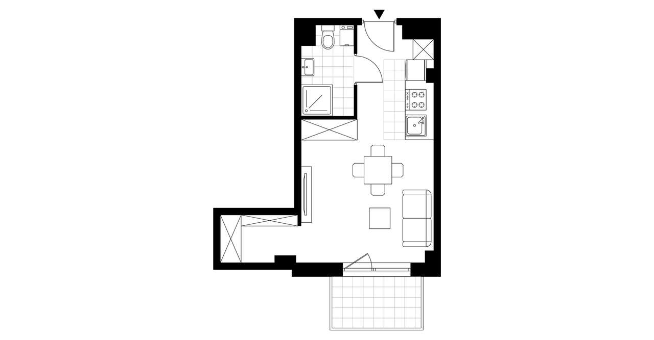 1-pokojowy apartament inwestycyjny 27m2 + balkon - Pełny obrazek: 3/8