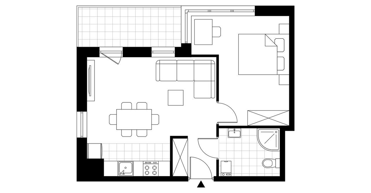 2-pokojowe mieszkanie 41m2 + loggia - Pełny obrazek: 3/8