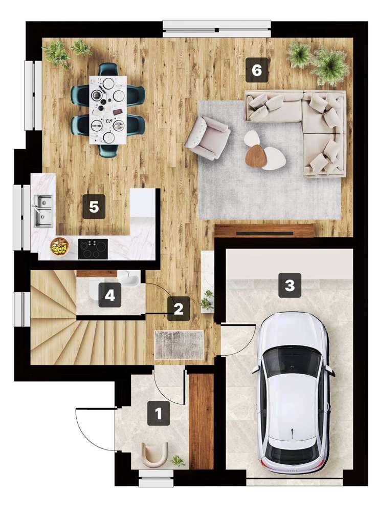 KOMFORT+, typ II – nowoczesny dom z dużą działką | 4 pokoje| Garaż - Pełny obrazek: 3/17
