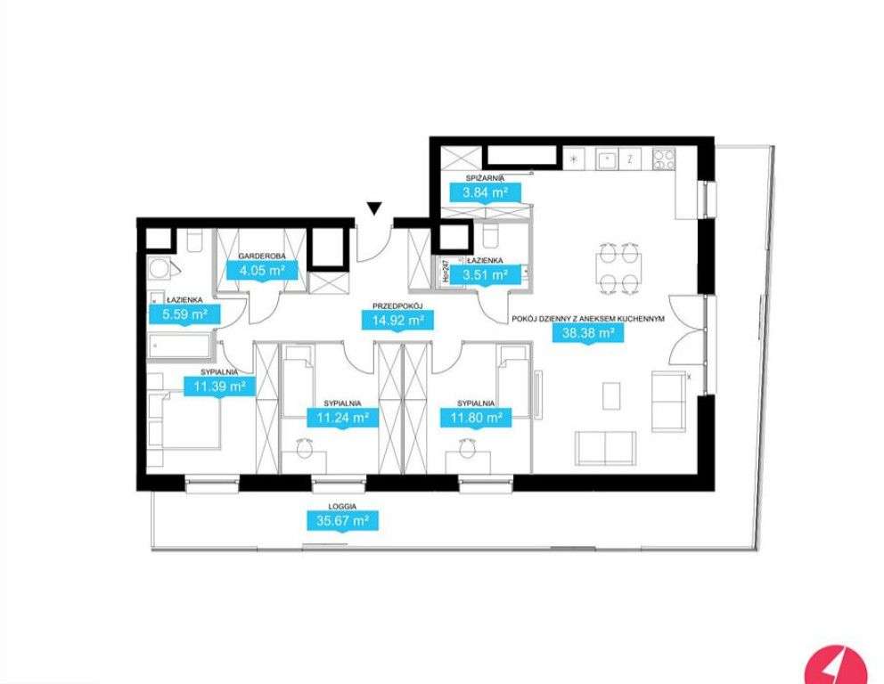 108 m² komfortu | 3 pokoje + garderoba +2 łazienki - Pełny obrazek: 5/5