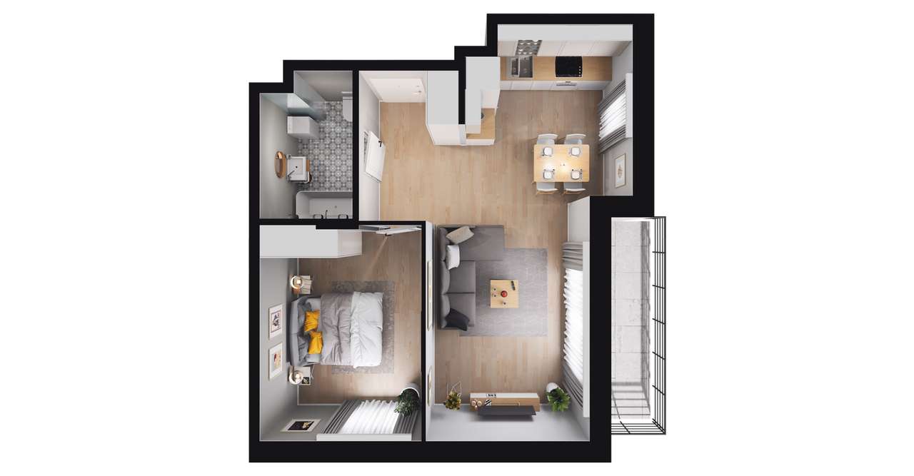 2-pokojowe mieszkanie 44m2 + balkon Bez Prowizji - Pełny obrazek: 2/8