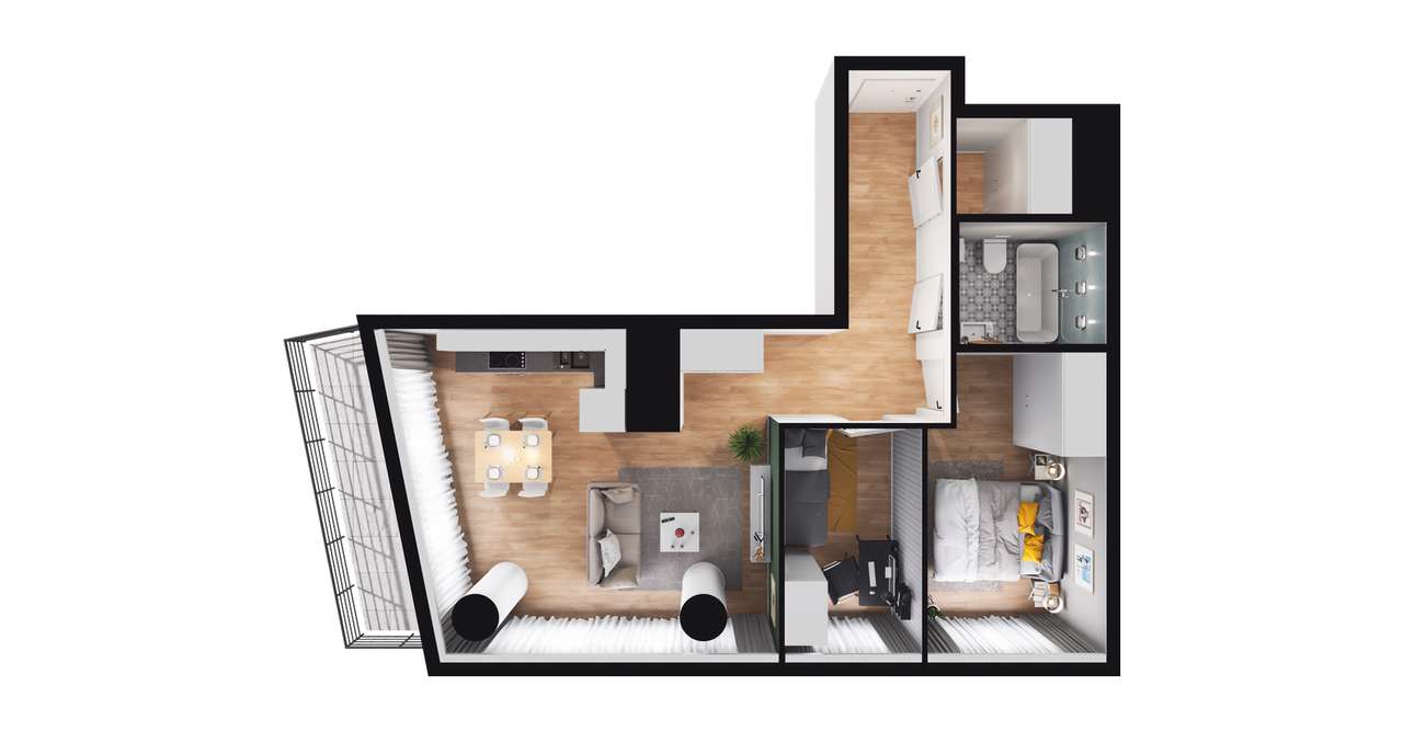 3-pokojowe mieszkanie 57m2 + balkon Bezpośrednio - Pełny obrazek: 4/10