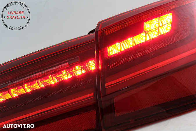 Stopuri Full LED Audi A6 4G C7 (2011-2014) Red Clear Facelift Design Semnalizare S- livrare gratuita - 9