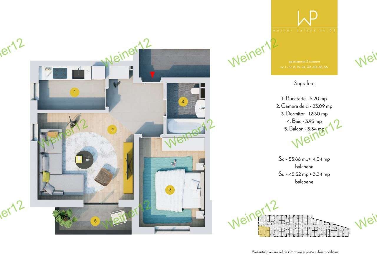 Apartament 2 camere Decomandat Militari Complex Weiner2 - Imagine principală: 2/7