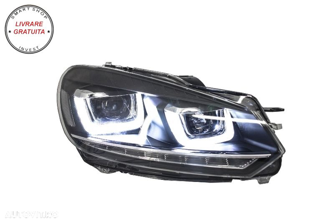 Faruri LED VW Golf 6 VI (2008-2013) Design Golf 7 3D U Design Semnal LED Dinamic c- livrare gratuita - 6