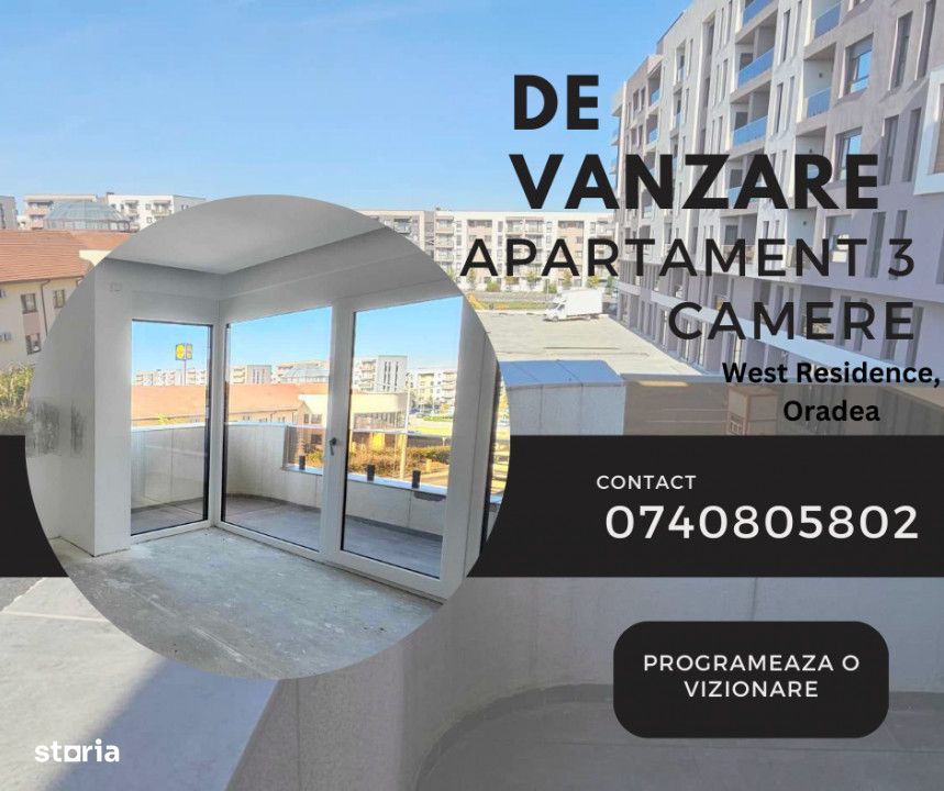 Spre vanzare, apartament cu 3 camere, West Residence Oradea