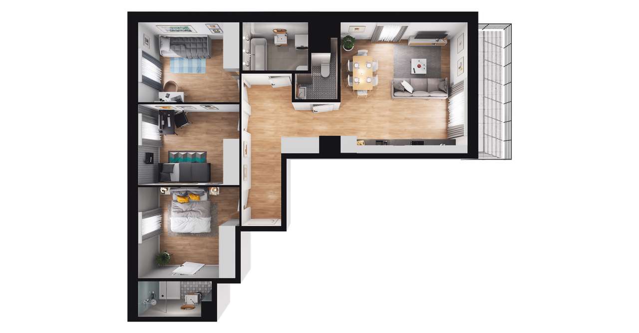 4-pokojowe mieszkanie 78m2 + balkon Bezpośrednio - Pełny obrazek: 3/9