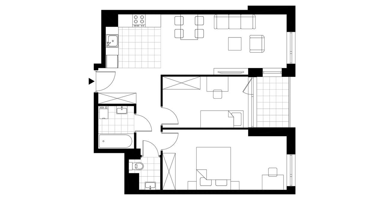 3-pokojowe mieszkanie 60m2 + loggia Bezpośrednio - Pełny obrazek: 4/9