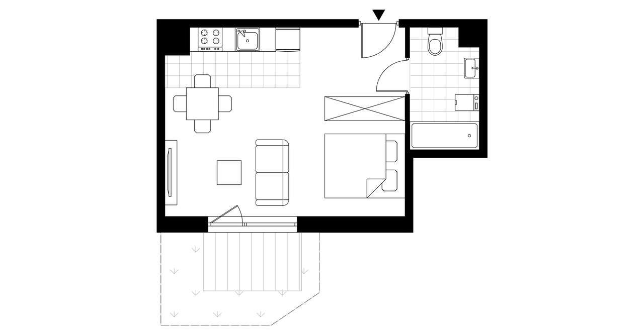1-pokojowe mieszkanie 33m2 + ogródek - Pełny obrazek: 3/8