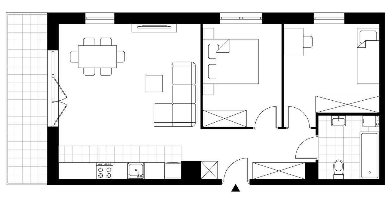 3-pokojowe mieszkanie 61m2 + balkon - Pełny obrazek: 3/8