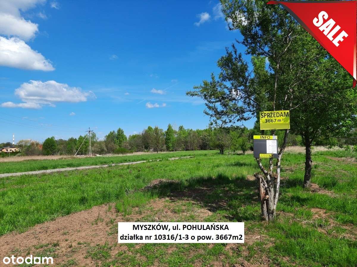 Sale - 10% Myszków działka rolno-budowlana  3667m2 tylko 174.900zł-0