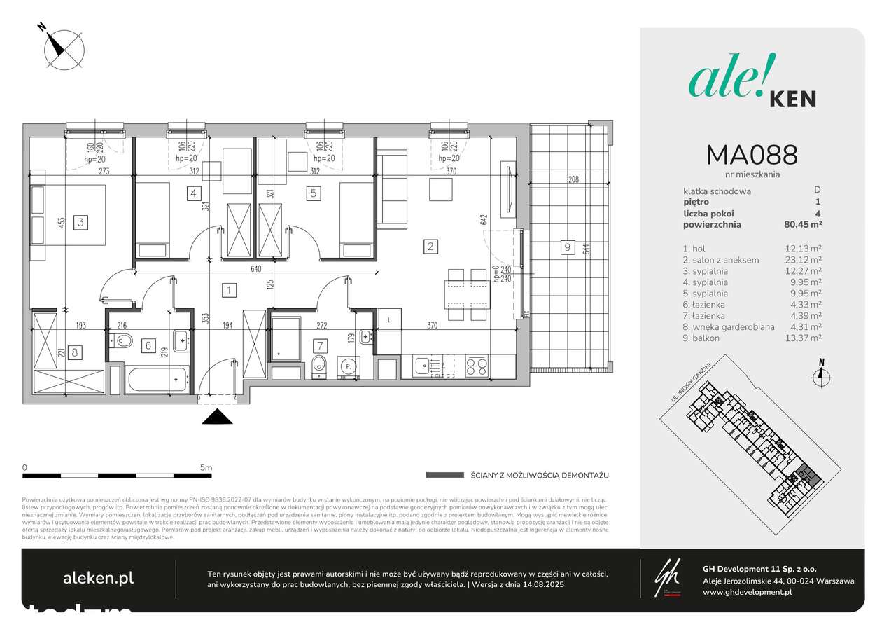 4-pokojowe mieszkanie 80m2 + balkon Bezpośrednio - Pełny obrazek: 2/7